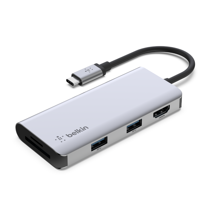 USB-C 5-in-1 Multiport Adapter Hub, Black, hi-res